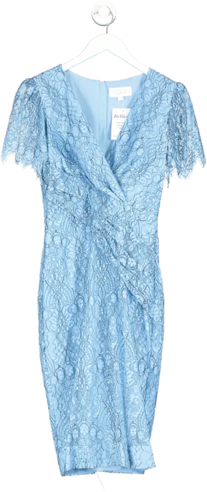 Fenn Wright Manson Blue Lace Midi Dress UK 8