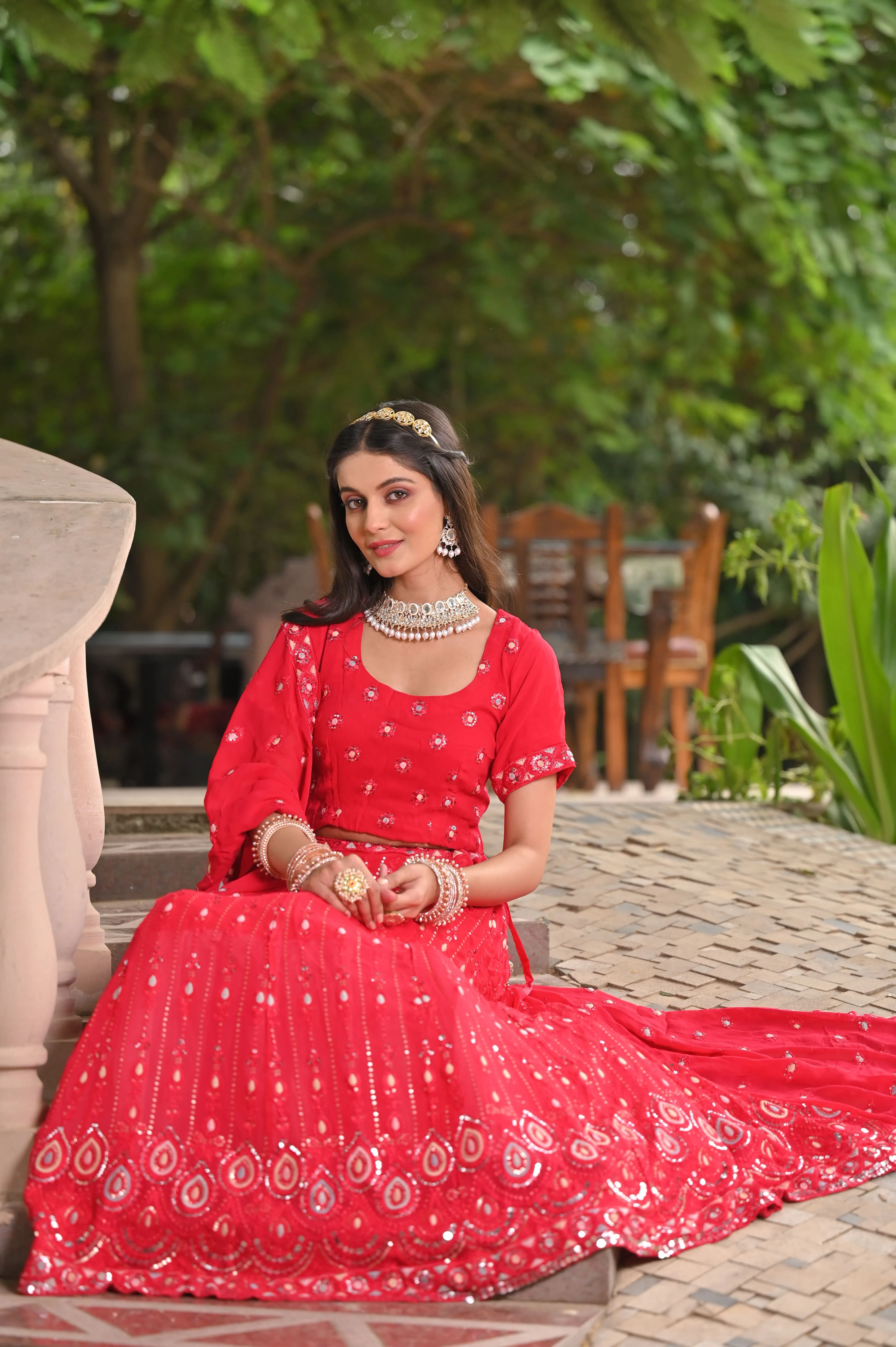 Festive Blush Mirrored Lehenga