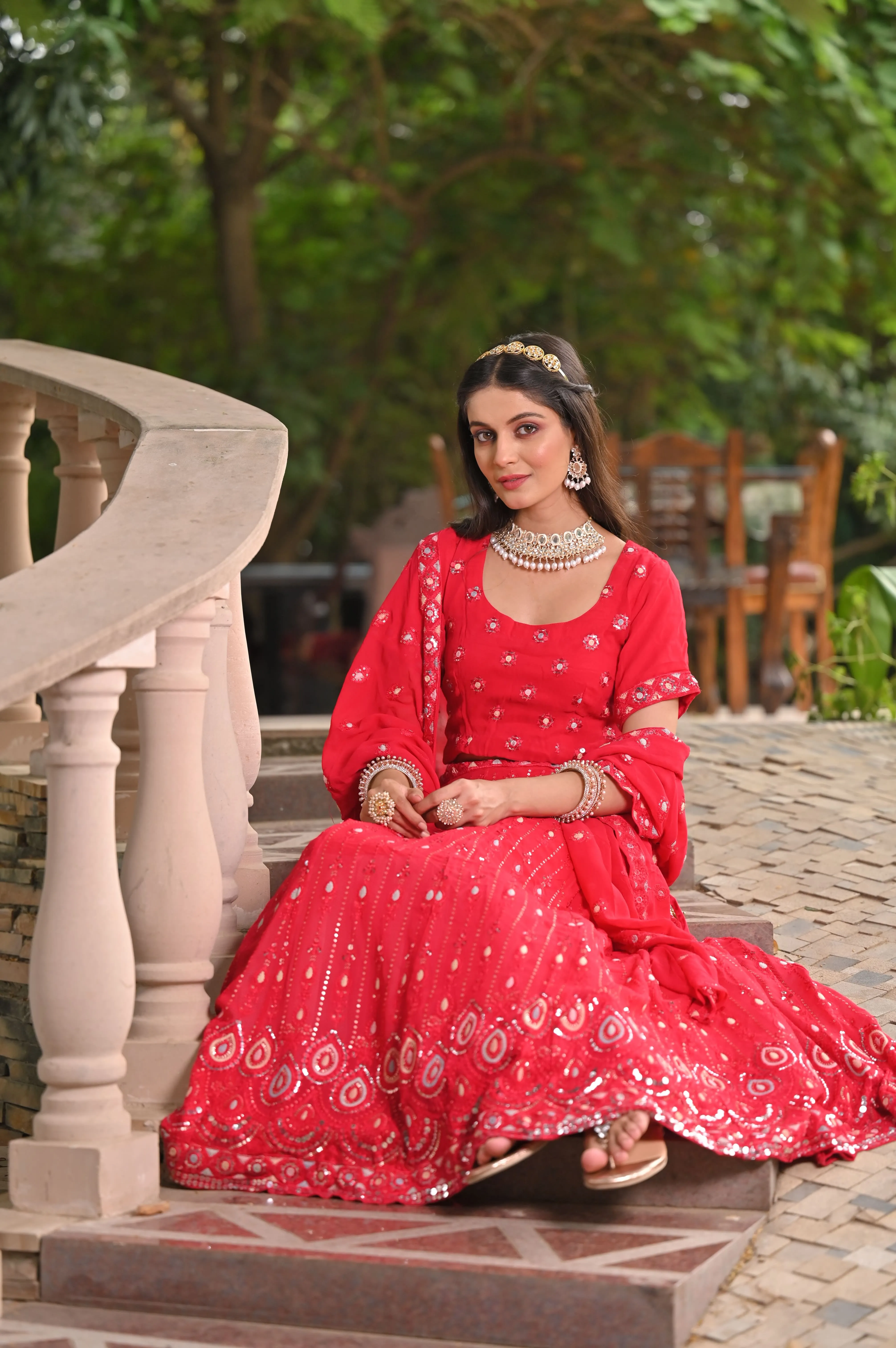 Festive Blush Mirrored Lehenga