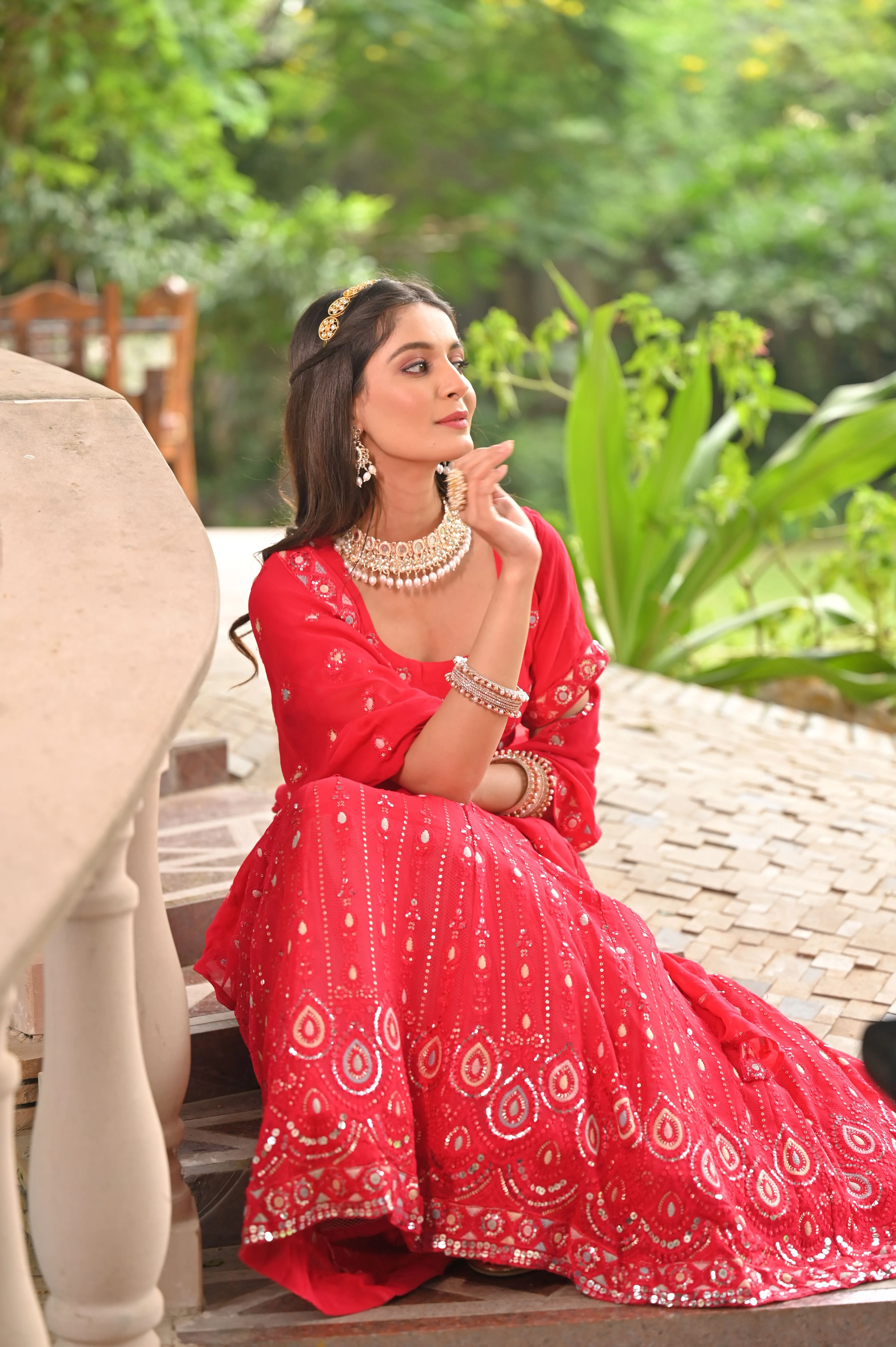 Festive Blush Mirrored Lehenga