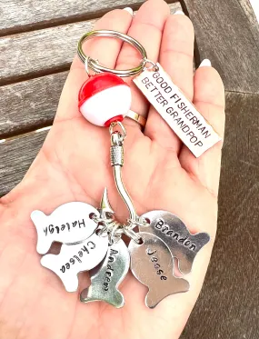 Fishing Keychain For Grandpa,Fishing Keychain Grandpop, Fishing Keychain Dad, Christmas Gifts Dad, Natashaaloha