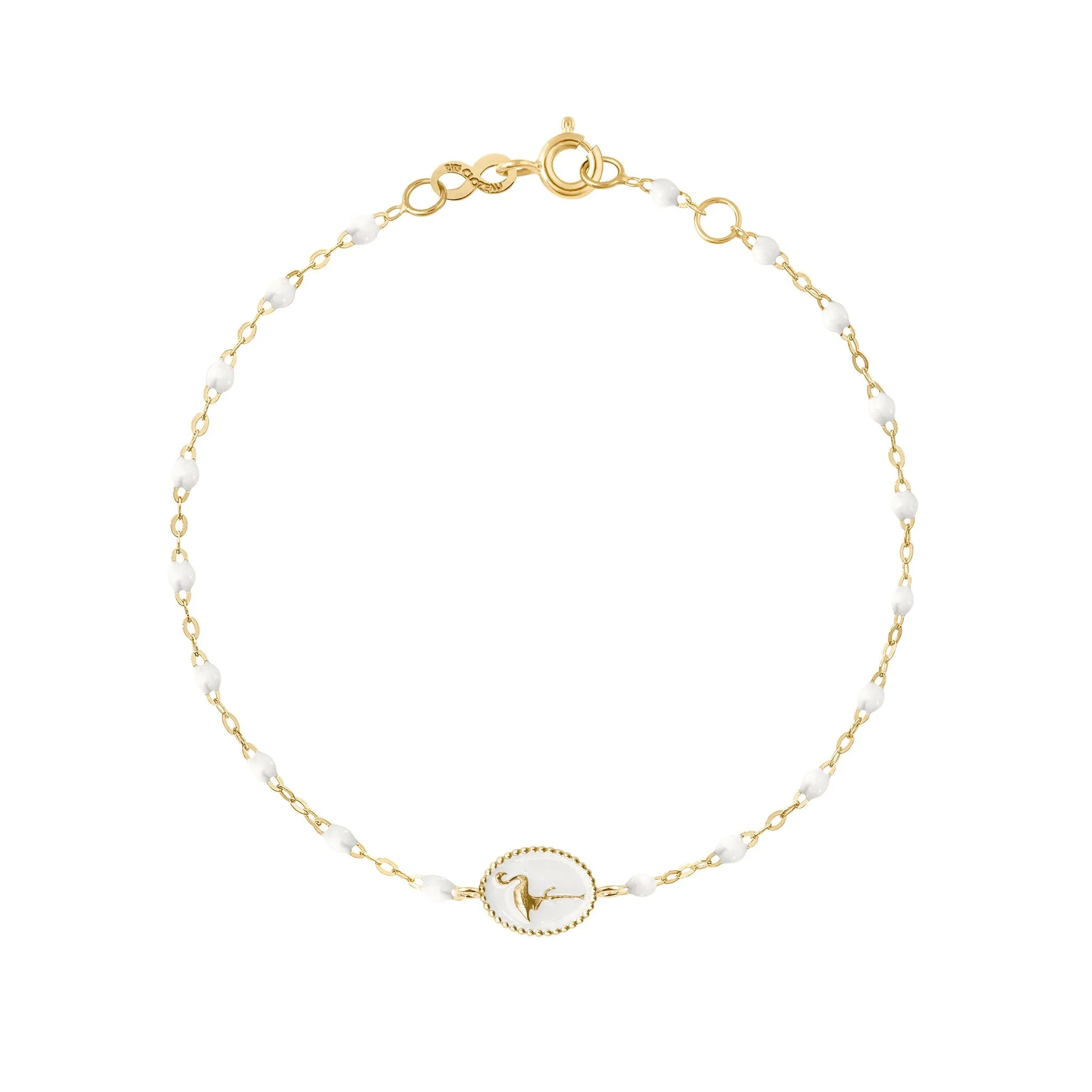 Flamingo Classic Gigi White bracelet, Yellow Gold, 6.7"