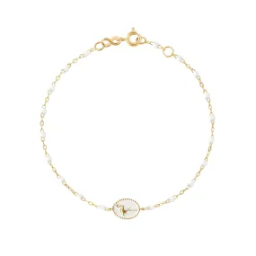 Flamingo Classic Gigi White bracelet, Yellow Gold, 6.7"