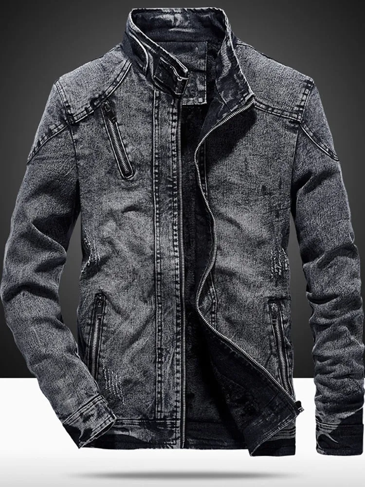 Foesce -Autumn And Winter New Tide Solid Jackets Men Korean Fashion Cotton Slim Fit Denim Jacket Clothing Youth Coat