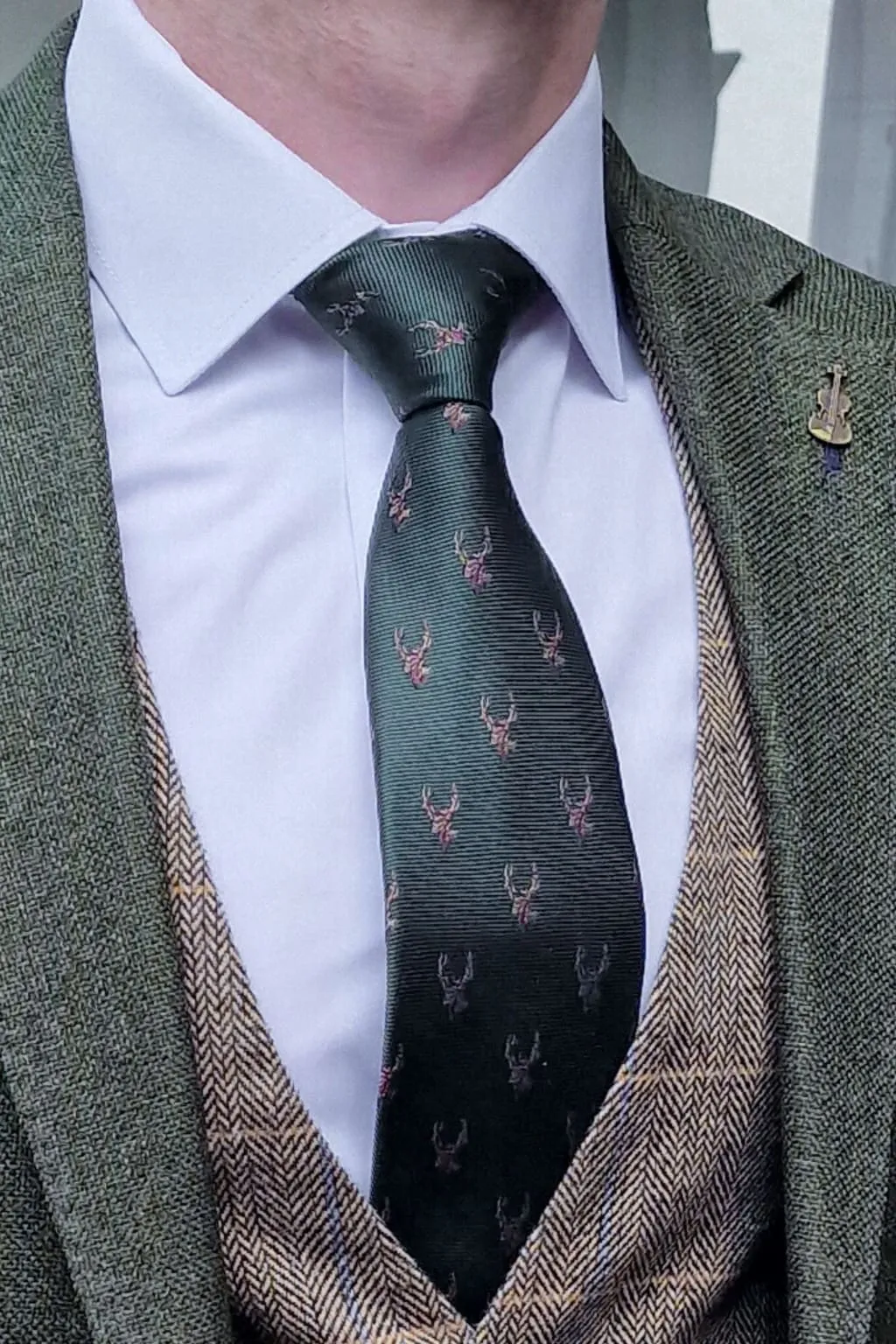 Fratelli Robbie Men's Green Tweed Suit with Marc Darcy Ted Tan Tweed Waistcoat