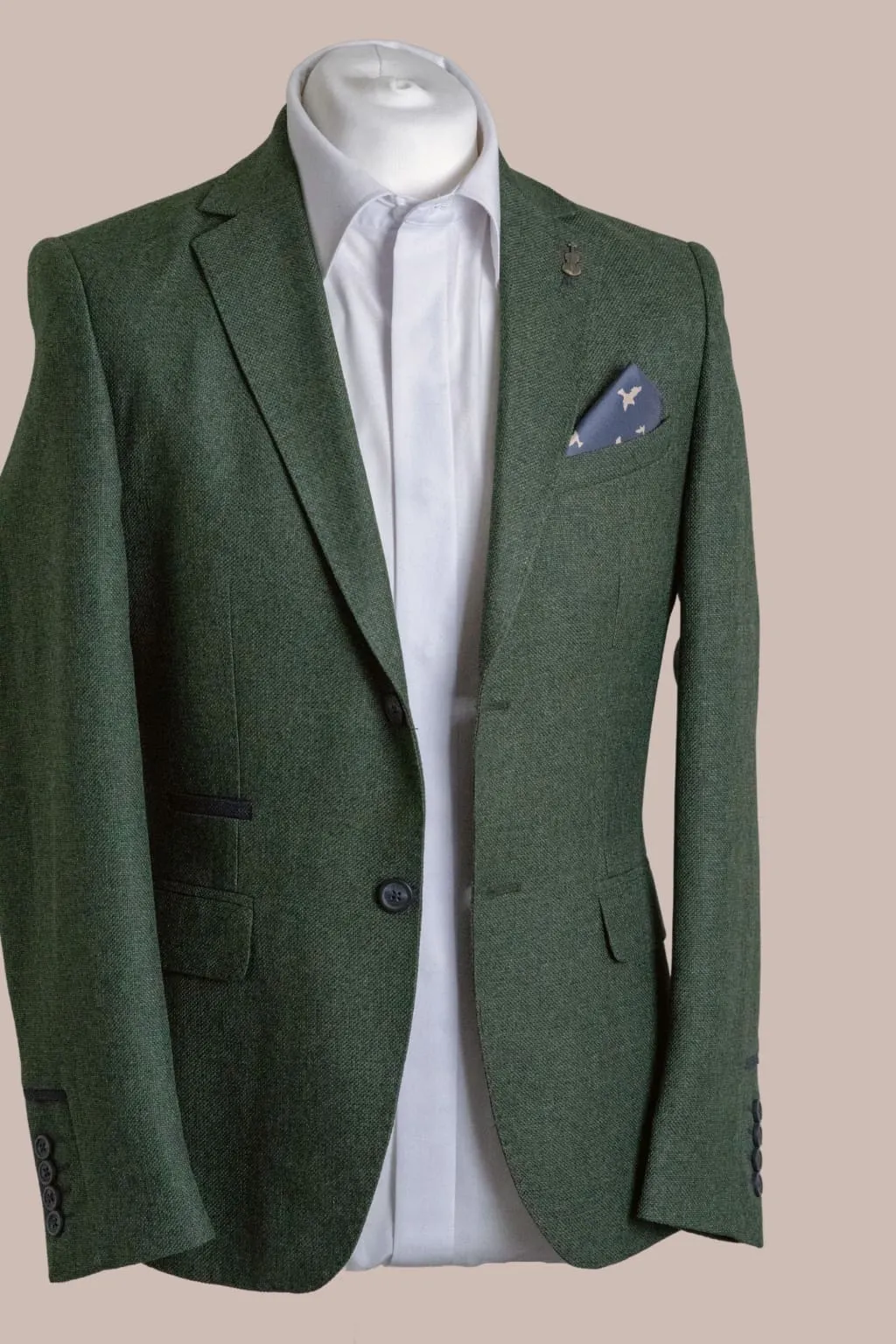 Fratelli Robbie Men's Green Tweed Suit with Marc Darcy Ted Tan Tweed Waistcoat