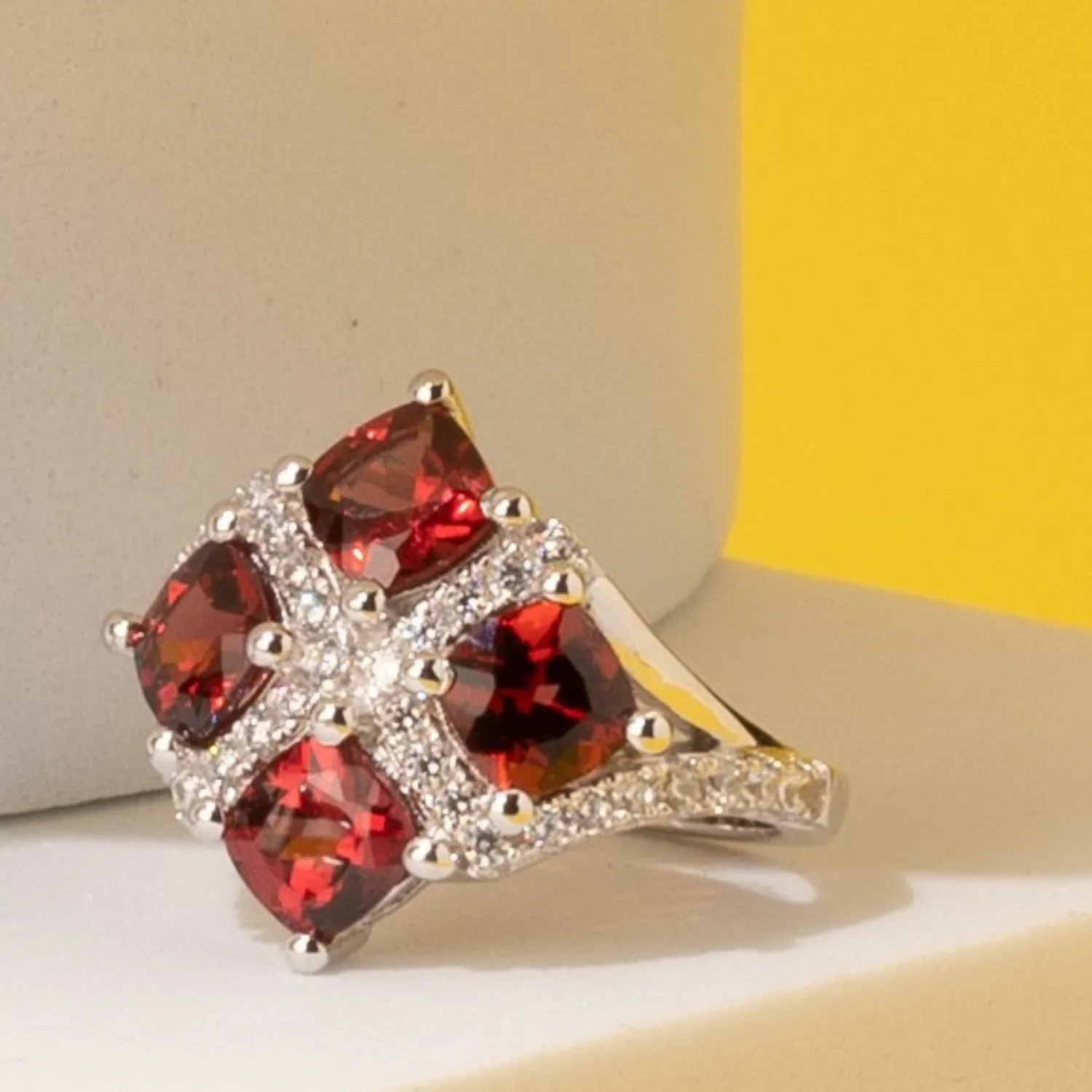 Garnet Sterling Silver Ring 2.75 Carats Size 9