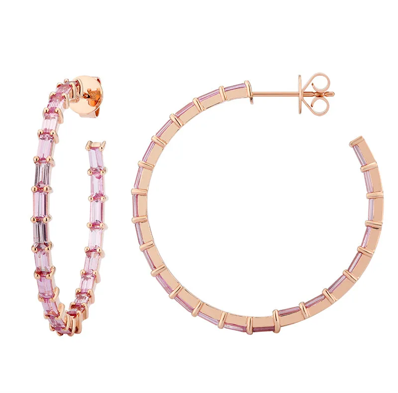 Gemstone Baguette Hoops