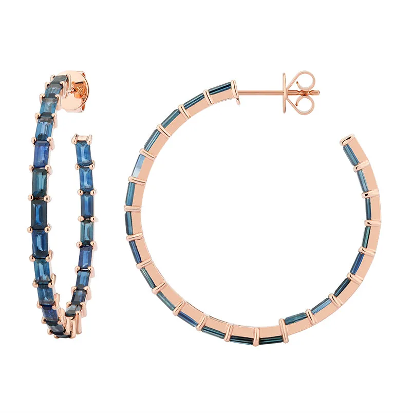 Gemstone Baguette Hoops