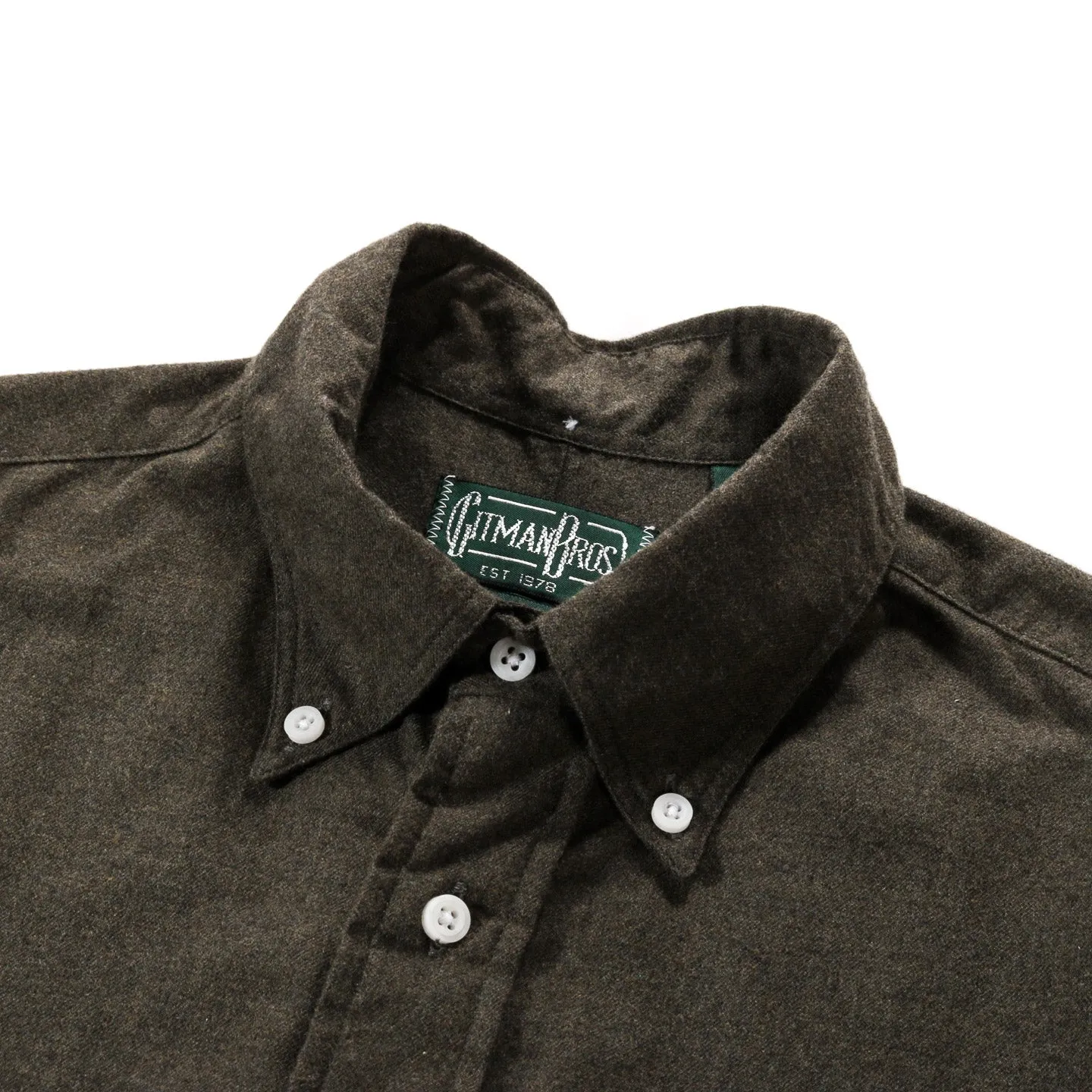 GITMAN VINTAGE BUTTON DOWN OLIVE CLASSIC FLANNEL