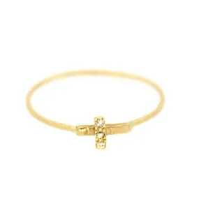 Gold Diamond Cross Ring