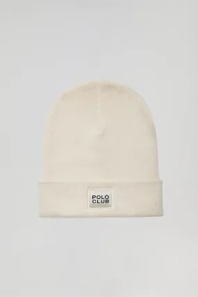 Gorro beige de lana unisex con detalle Polo Club