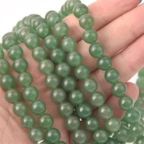 Green Aventurine, 8mm Smooth Round Gemstone Beads, full strand, gem0834