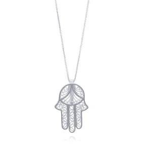 HAMSA SILVER SMALL PENDANT NECKLACE FILIGREE