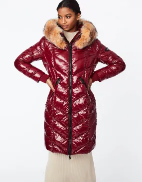 HERRINGBONE GLOSSY PUFFER COAT