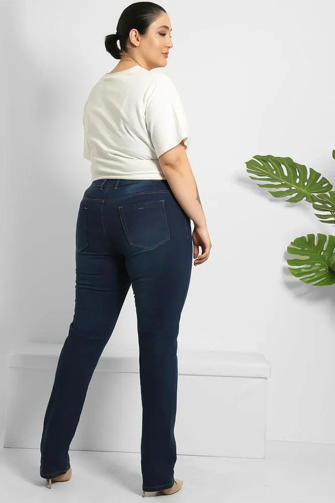 High Waist Blue Navy Jeans