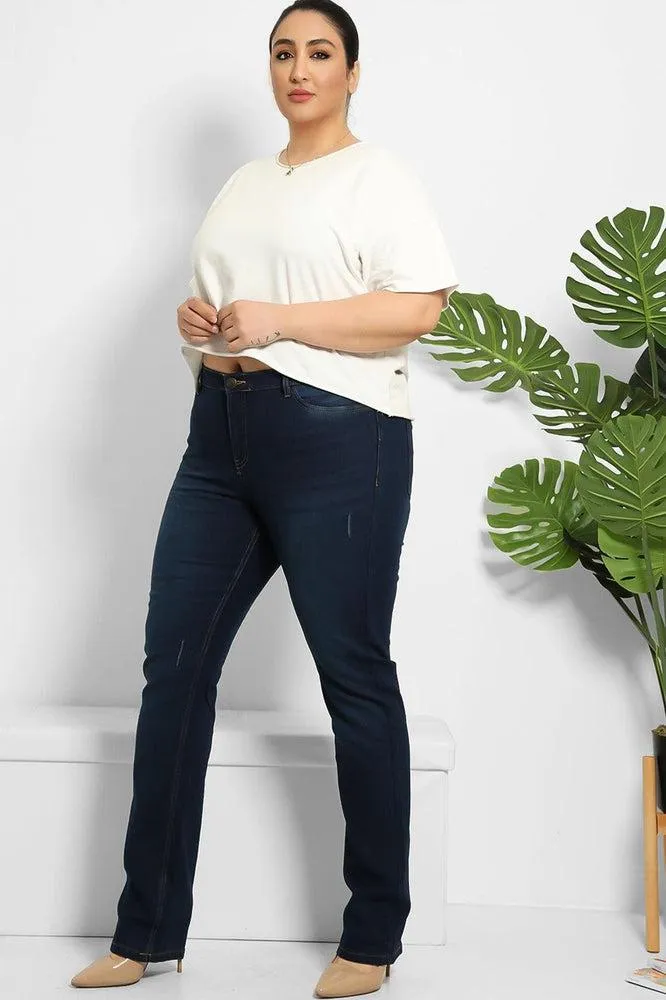 High Waist Blue Navy Jeans