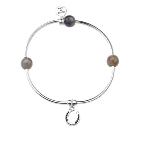 Horseshoe | Soft Bangle Charm Bracelet | Labradorite