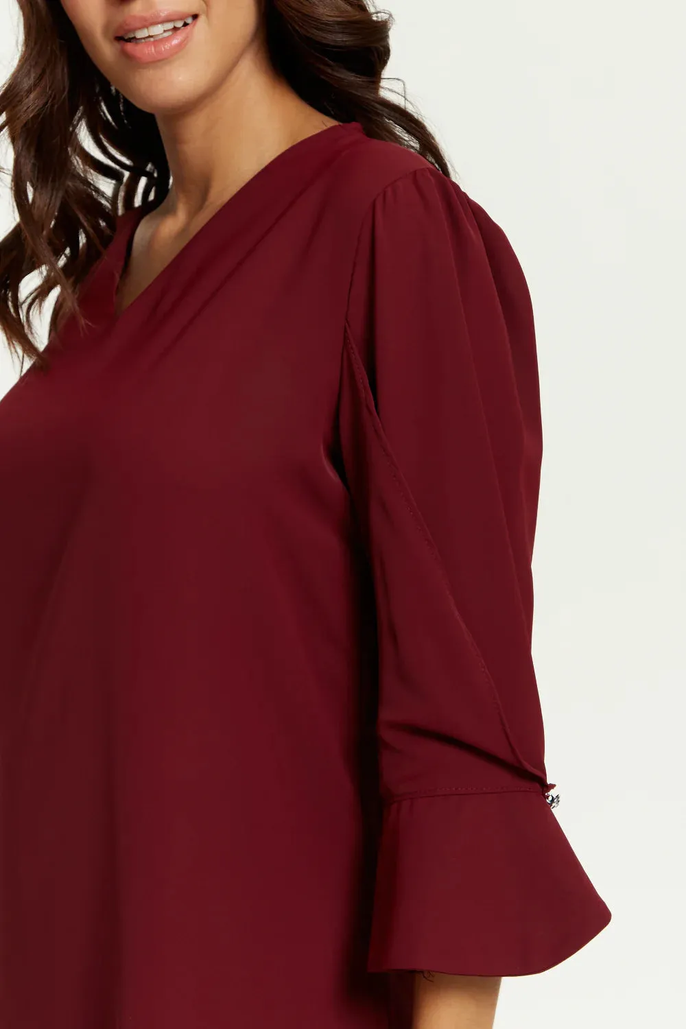 Hoxton Gal Oversized Detailed Sleeves V Neck Tunic