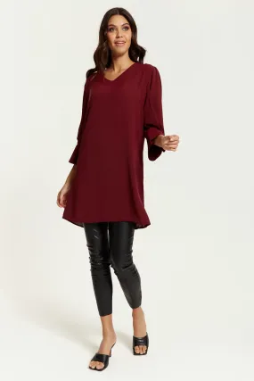 Hoxton Gal Oversized Detailed Sleeves V Neck Tunic