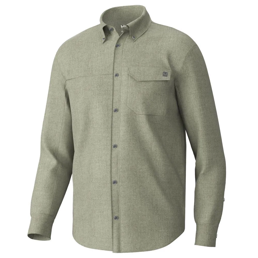 'Huk' Men's Tide Point Break Button Down Chambray - Moss