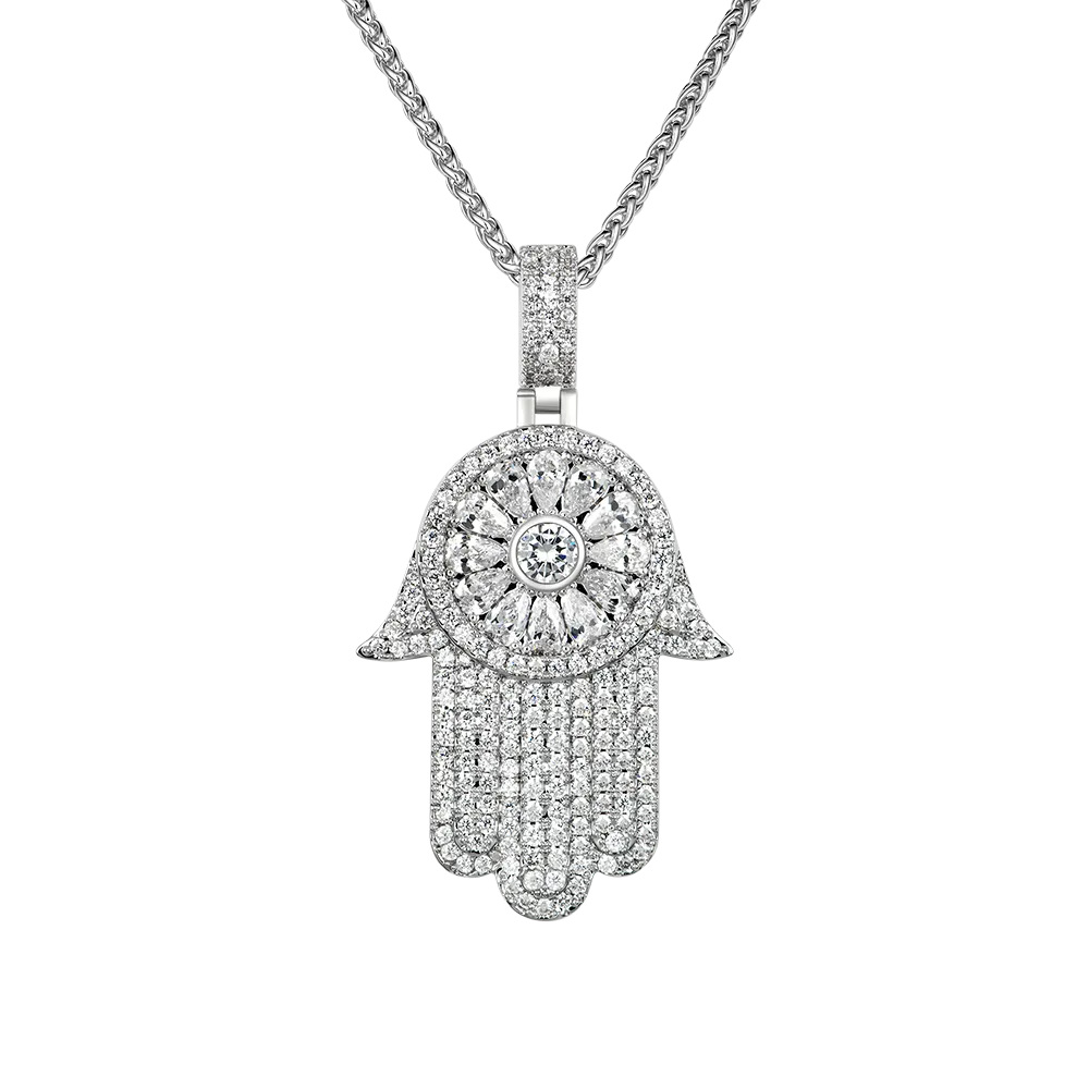 Iced Lucky Hamsa Pendant