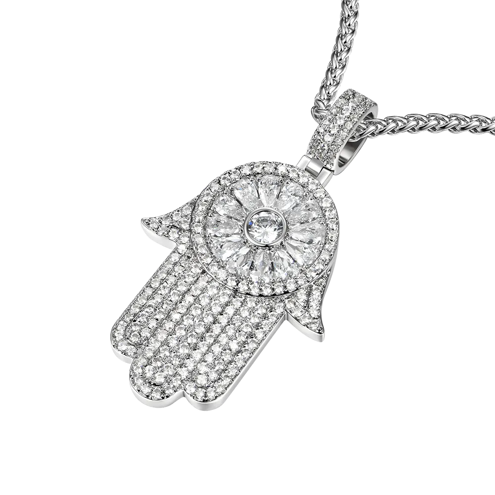 Iced Lucky Hamsa Pendant