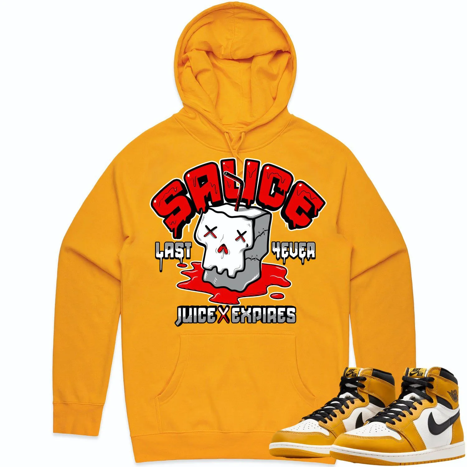 Jordan 1 Yellow Ochre 1s Hoodie to Match - RED SAUCE