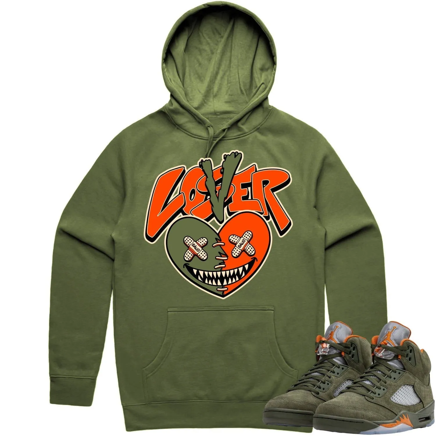 Jordan 5 Olive 5s Hoodie to Match - CELADON LOVER LOSER BAWS