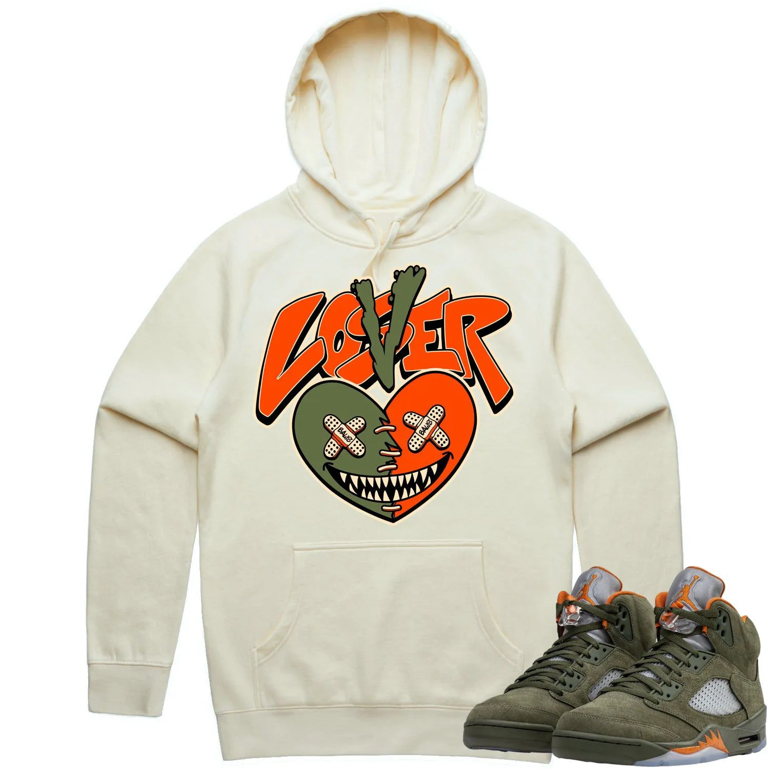 Jordan 5 Olive 5s Hoodie to Match - CELADON LOVER LOSER BAWS