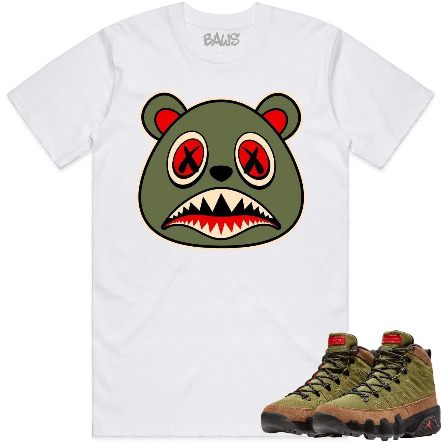 Jordan 9 Beef Broccoli 9s Shirt to Match - OLIVE BAWS BEAR