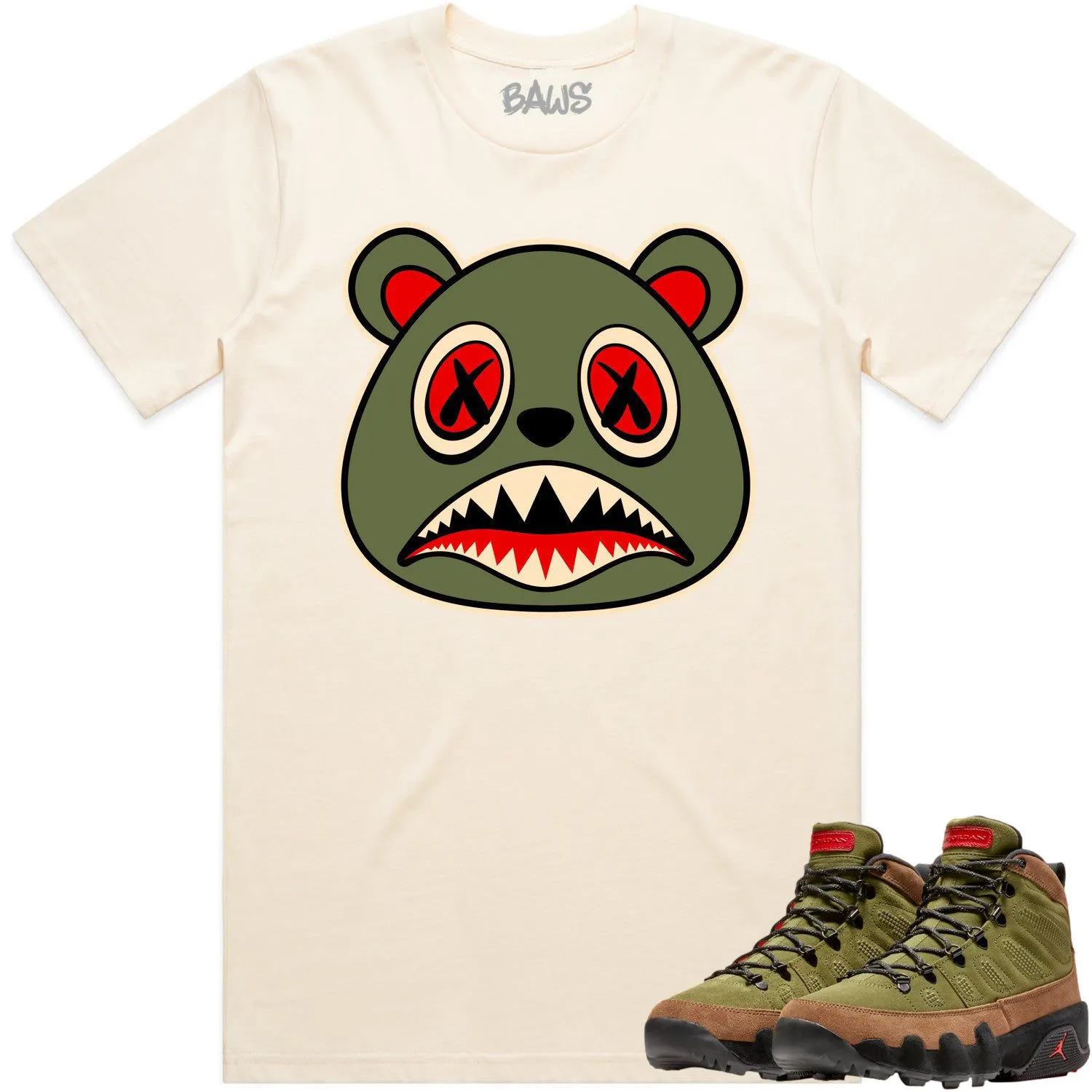 Jordan 9 Beef Broccoli 9s Shirt to Match - OLIVE BAWS BEAR