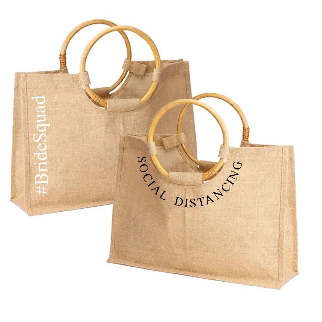 Jute Tote with Bamboo Handle