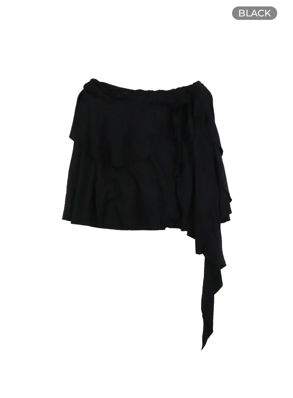 Knotted Unbalanced Mini Wrap Skirt CA401