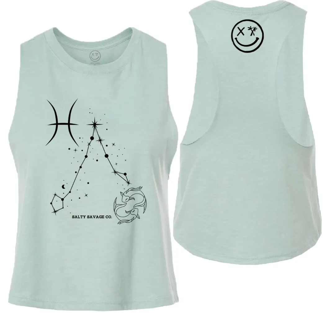 Ladies "Pisces" Flowy Crop Tank | Zodiac Collection