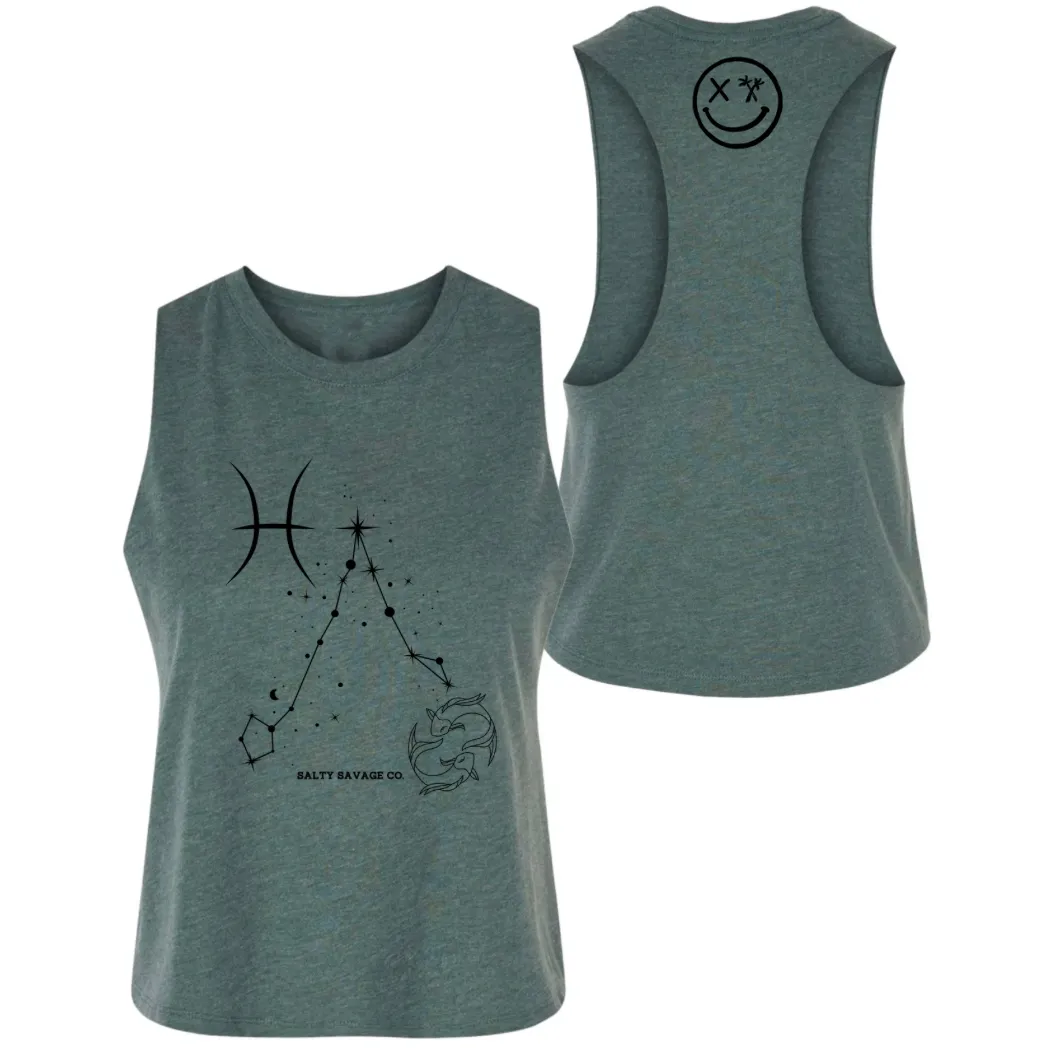 Ladies "Pisces" Flowy Crop Tank | Zodiac Collection