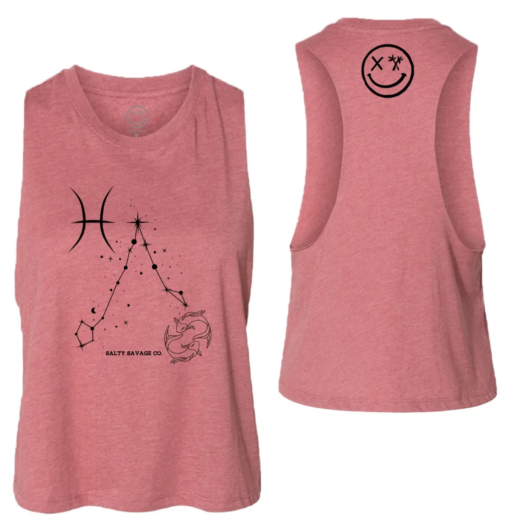 Ladies "Pisces" Flowy Crop Tank | Zodiac Collection