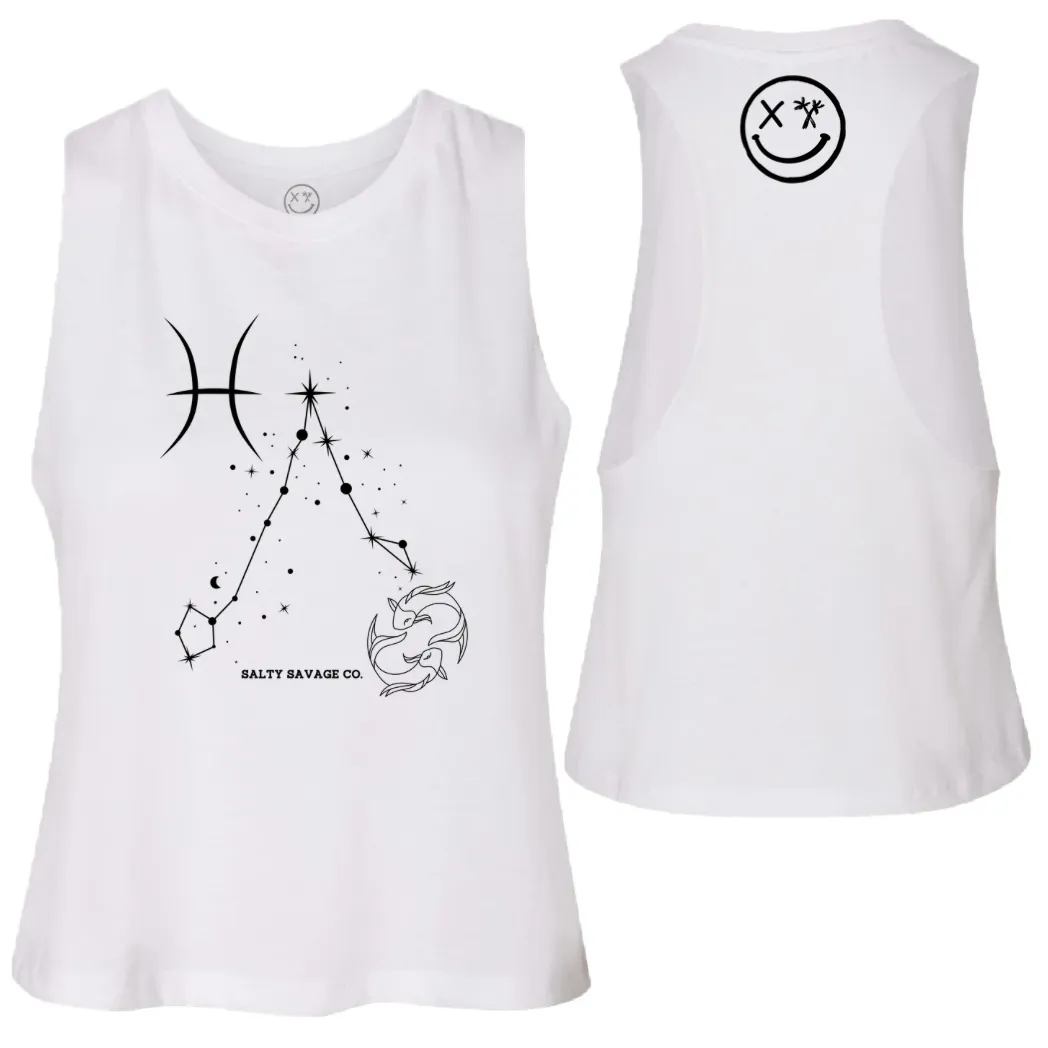 Ladies "Pisces" Flowy Crop Tank | Zodiac Collection