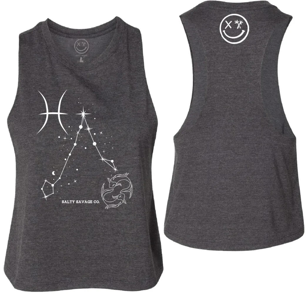 Ladies "Pisces" Flowy Crop Tank | Zodiac Collection