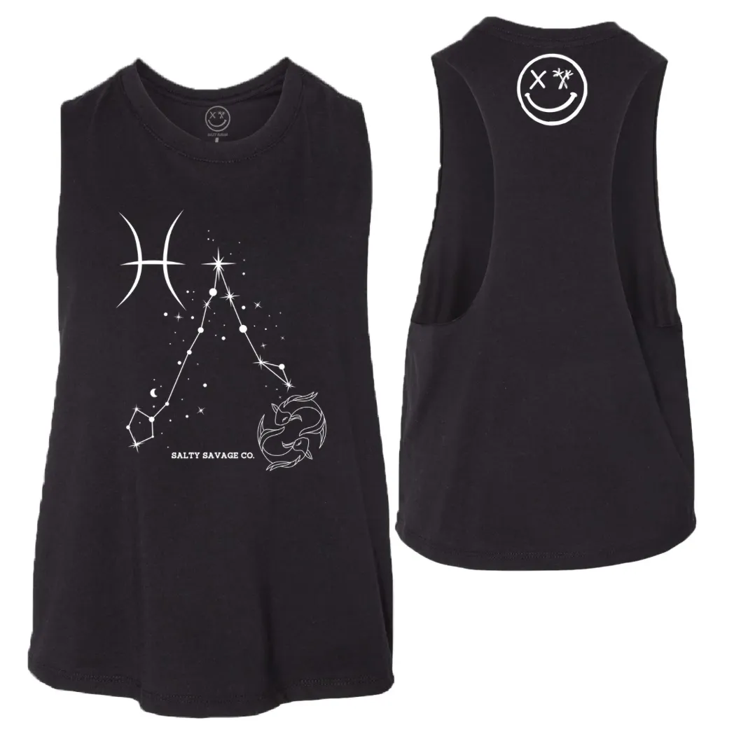 Ladies "Pisces" Flowy Crop Tank | Zodiac Collection