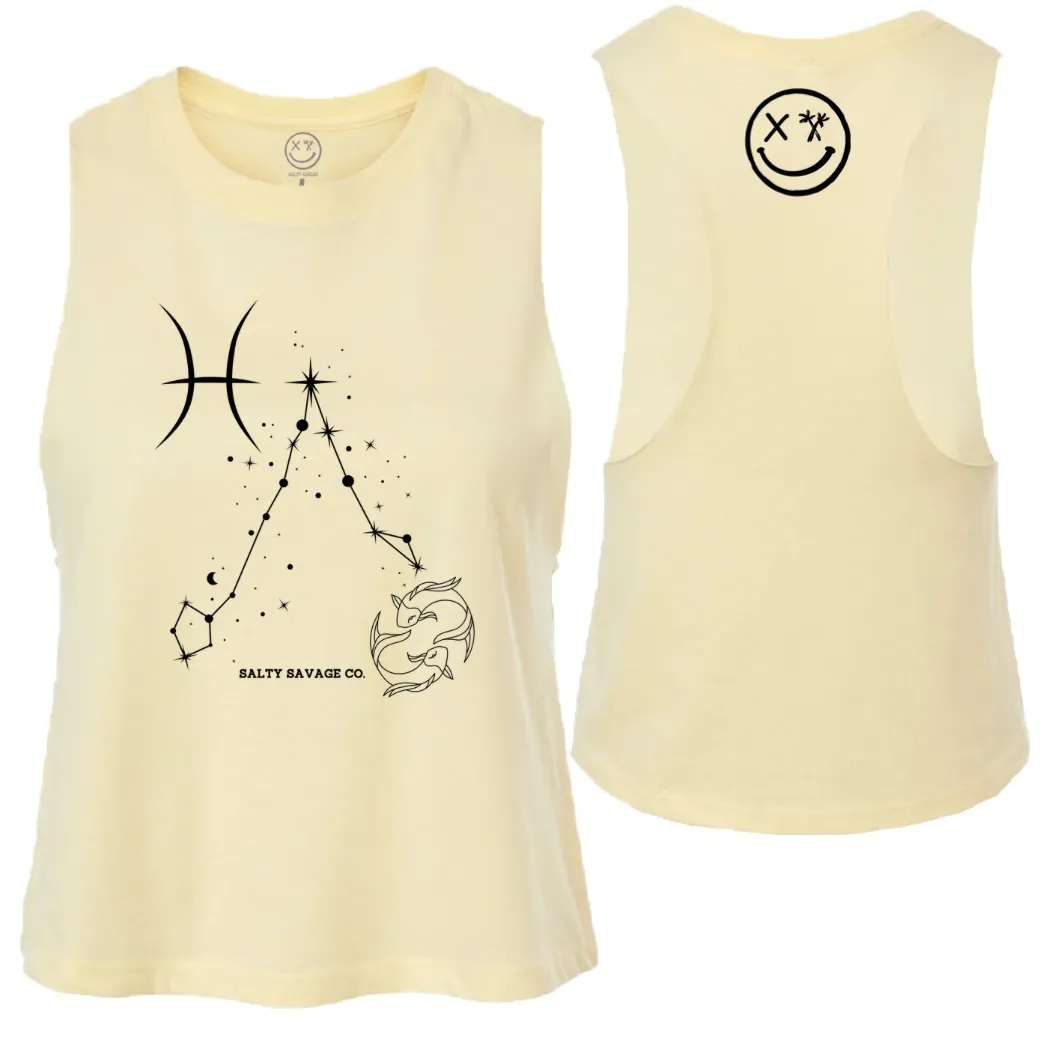 Ladies "Pisces" Flowy Crop Tank | Zodiac Collection