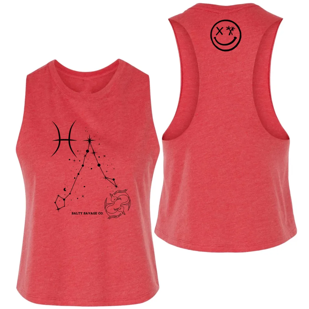 Ladies "Pisces" Flowy Crop Tank | Zodiac Collection