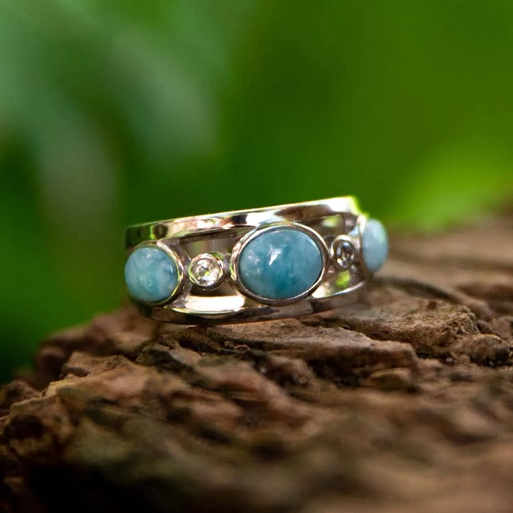 Larimar Full Moon Phase Cocktail Ring