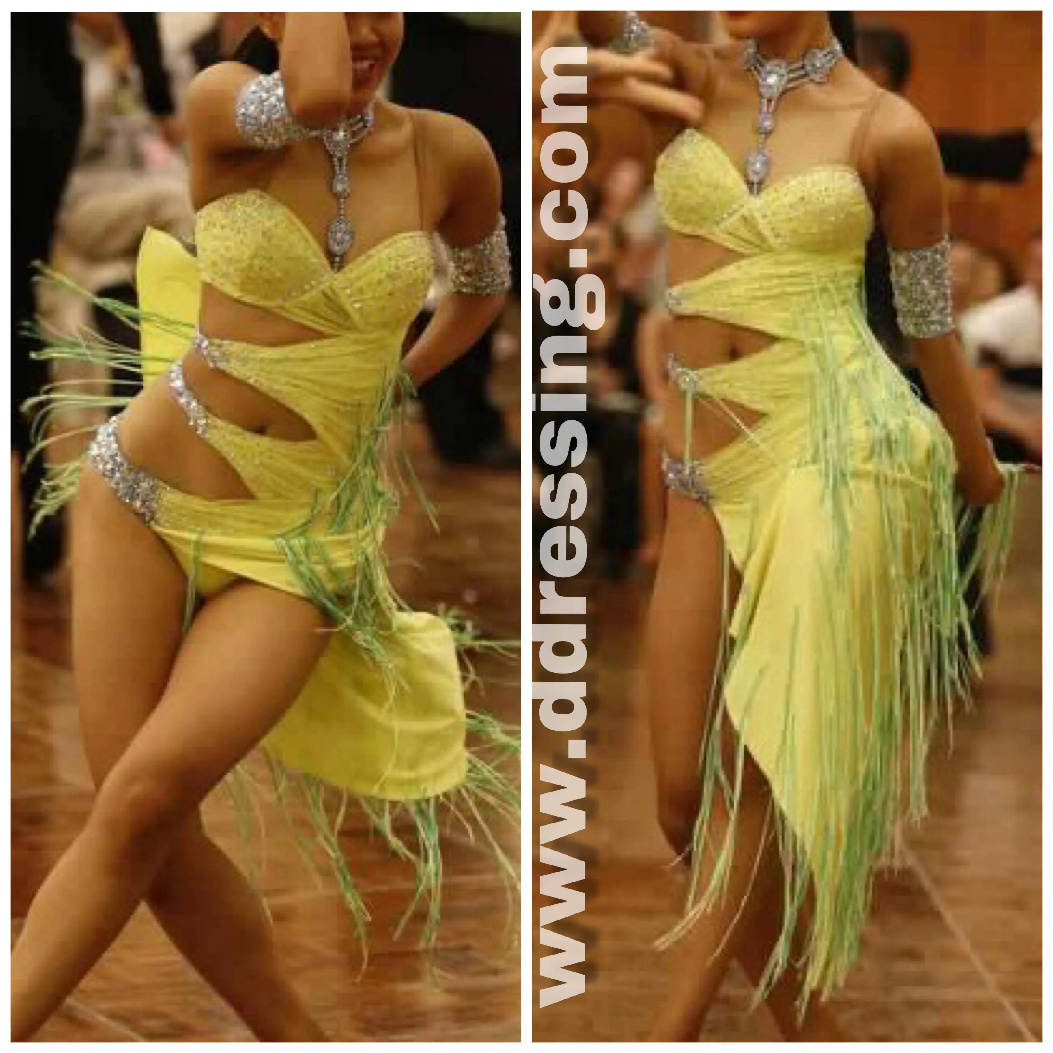 Latin Green Fringe Dress