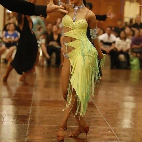 Latin Green Fringe Dress