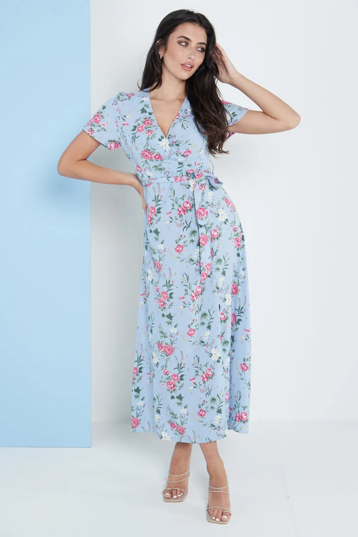 Lilura London Wrap Front Maxi Dress In Floral Print