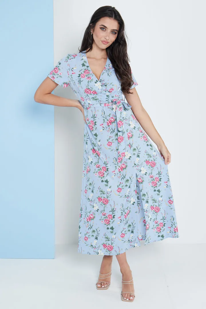 Lilura London Wrap Front Maxi Dress In Floral Print