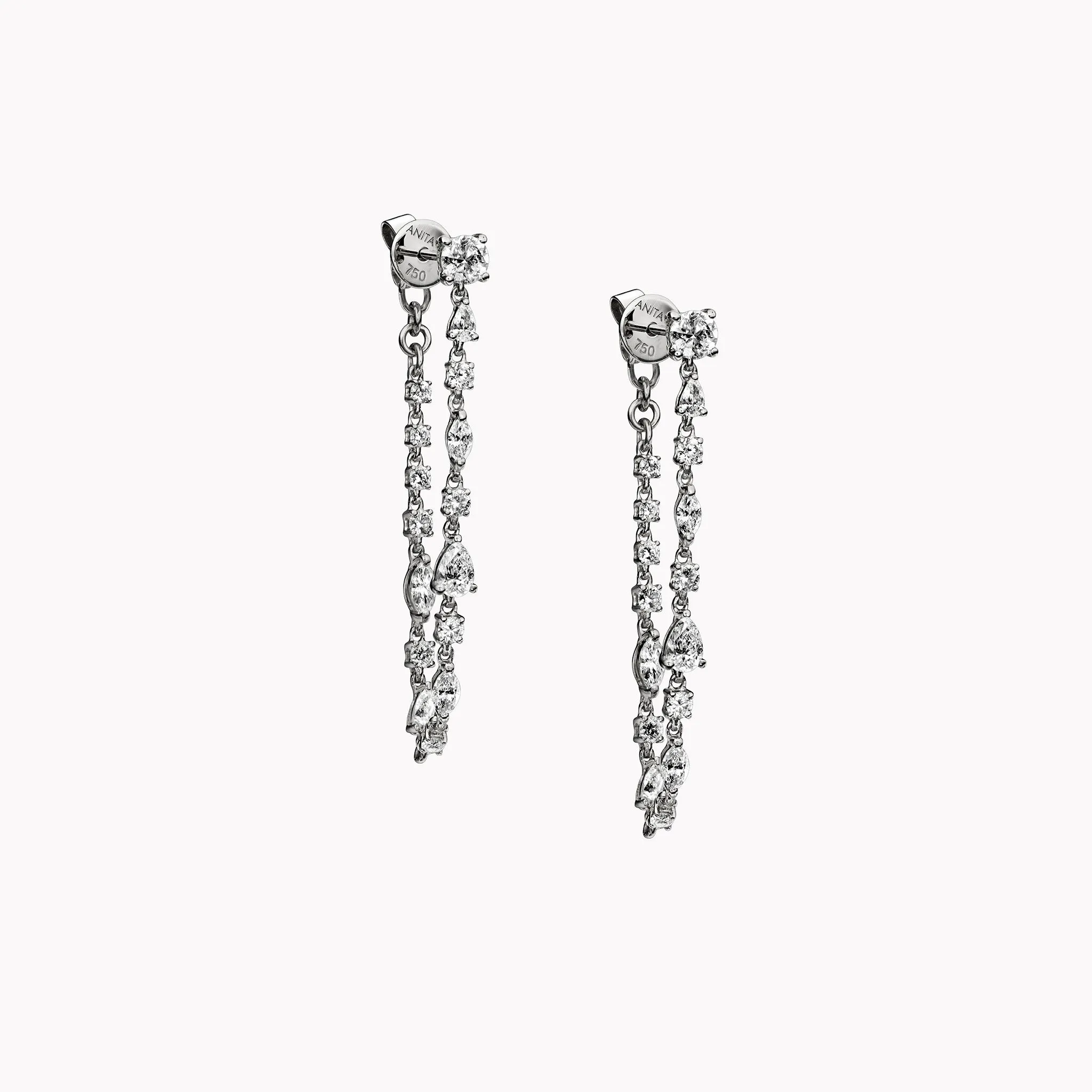 Long Multi Shape Diamond Loop Earrings