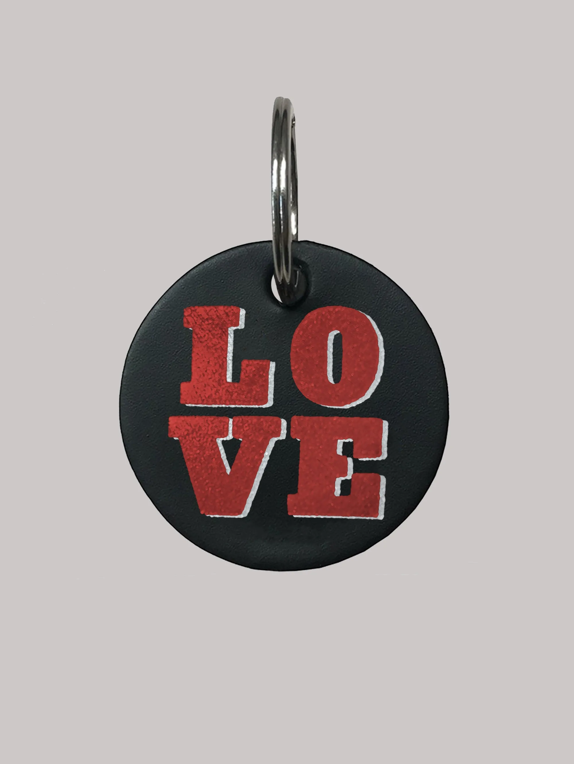 LOVE DARK LEATHER KEY RING