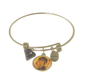 Madonna and Child Art, Christmas Bangle Bracelet with Gem